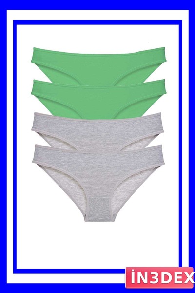 İN3DEX Lycra Women's Slip Panties Set of 4 Pieces Green and Gray