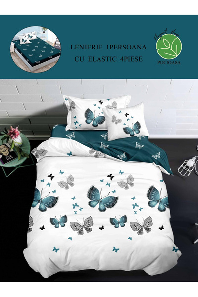 FIONNA.RO Fine Duvet Cover Set with Stretchy 1 Person - Royal Butterflies