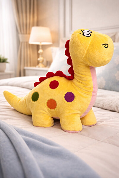 Işık kasabası 40 Cm Dev Yumuşacık Dinazor Peluş Oyuncak Uyku Arkadaşım Sevgil...