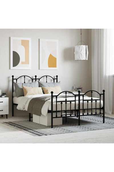 Concept Метална рамка за легло с табла/долен край, черна, 120x200 см