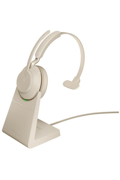 Jabra Evolve2 65 UC Mono Link380c - căști wireless over-ear cu suport, bej