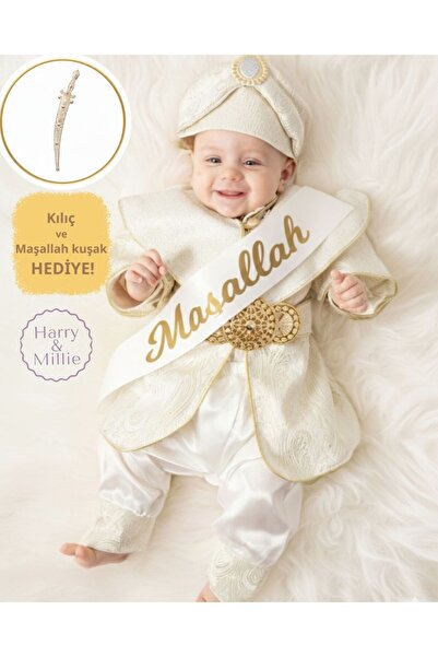Harry&Millie Baby Boy Circumcision Gift, Baby Gift with Gold Belt, Mashallah ...