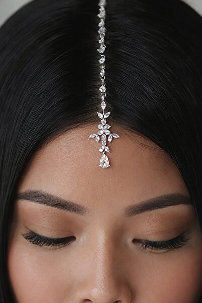 TAKIŞTIR Gümüş Renk Taş Detaylı Saç Aksesuarı