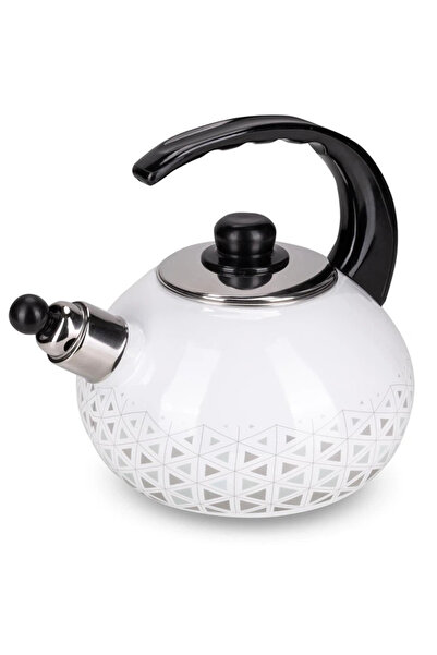 Kamille Fierbător cu fluierat emailat KM-1037, 2,5 l, compatibil cu inducția