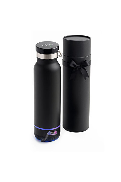 mercanpromosyon Akıllı Dijital Göstergeli ve Bluetooth Hoparlörlü Siyah Çelik...