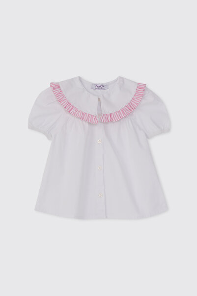 Panço Kız Bebek Geniş Yakalı Beyaz Gömlek