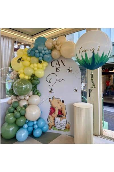 Çemrek Süs Parti Glass Blue Yellow Beige Green Balloon Chain Set 100 Pieces