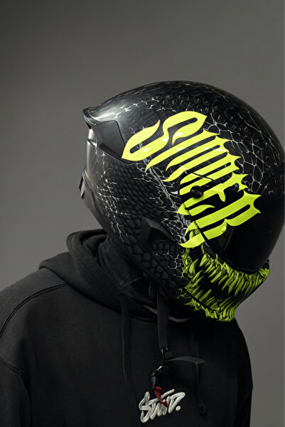 Banxtre ملصق نصي بخط Sinner مع خط غوتيكي لخوذة الدراجات النارية (قطعة واحدة)