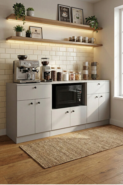 Skandi homeworks Sole 3lü Set Kahve Köşesi Çok Amaçlı Dolap