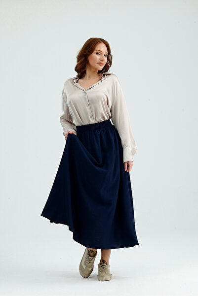 VOICTEC Women's Elastic Waist Strawberry Fabric Skirt with Pockets (Size 38/4...