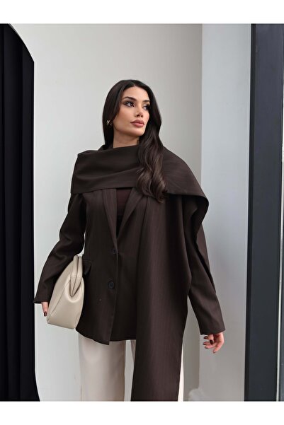 ESRAHELVACI Pinstripe Shawl Blazer Jacket