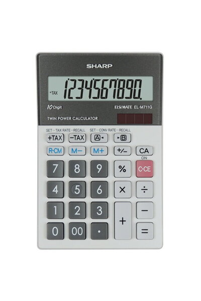 Sharp Office Calculator, 10 digits, 152x100x33mm, dual power, EL-M711GGY - gray