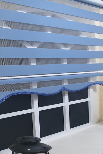 StorBurada Zebra Stor Perde Mavi Etek Dilimli ST 006