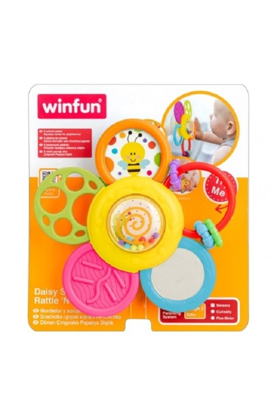 WINFUN Jucarie zornaitoare&minus;dentitie Floare cu ventuza