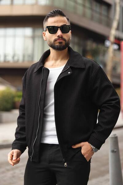 BASEL.CO New Season Textured Oversize Loose Fit Bomber Jacket