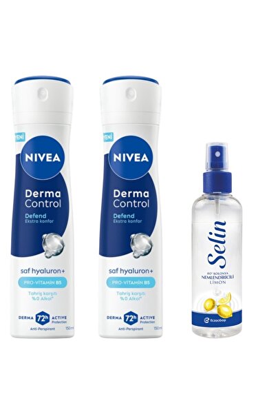 NIVEA Kadın Sprey Deodorant Derma Control Defend 150 ml 2 Adet + Selin Kolany...
