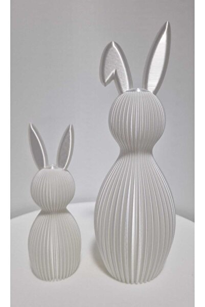 Cadouri3D Iepurași Decorativi, Set 2 buc.– Decor Paște Modern, Design Stria,t...