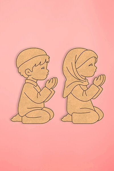 MadamVila Rustic Art Dua Eden Çocuklar 20'li MDF Ahşap Boyama Seti – Çocuklar...