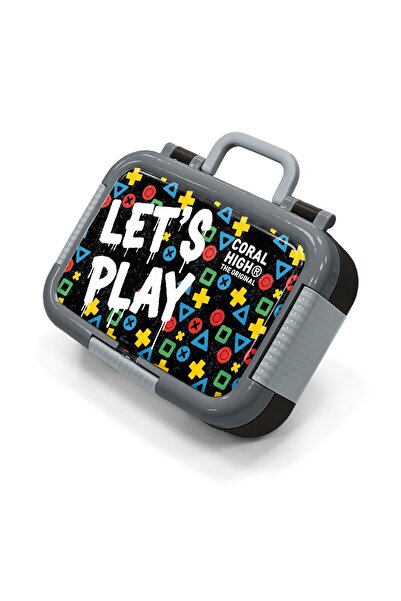 Coral High وعاء غداء من الفولاذ المقاوم للصدأ بنمط Lets Play باللون الأسود لل...