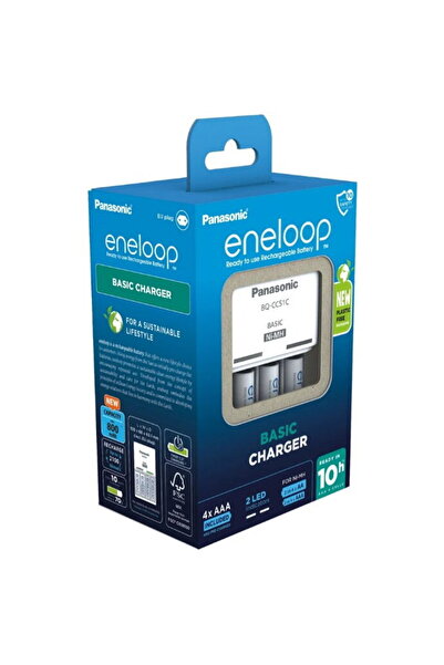 PANASONIC Încărcător de baterii Eneloop Basic BQ-CC51 + 4x AAA 800 mAh