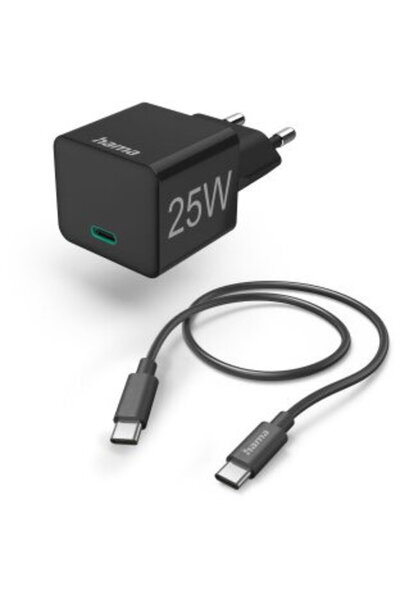 Hama Încărcător rapid cu cablu de încărcare USB-C, mini încărcător, PD, 25W, ...