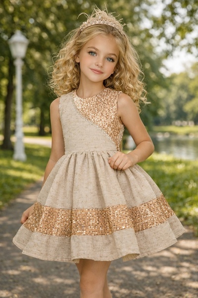 Lindissima Kız Çocuk Günlük Şıklık Sunan Payet Detaylı, Mat Saten Kuşaklı Zar...