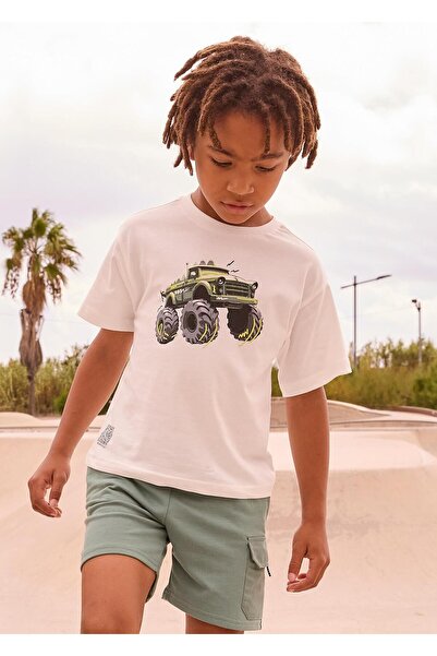 MAYORAL Tricou cu imprimeu mașină pentru băieți, crem
