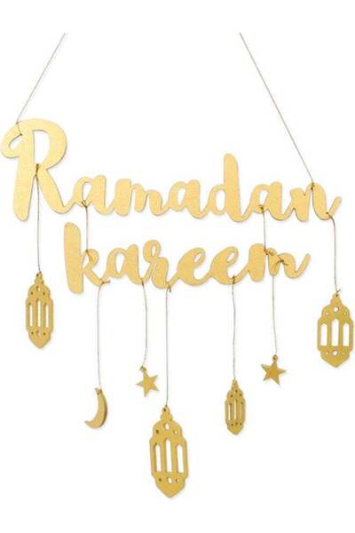 Arabest Ramadan Decoration,Wooden Pendant Ornament Moon Star Lantern Decorati...
