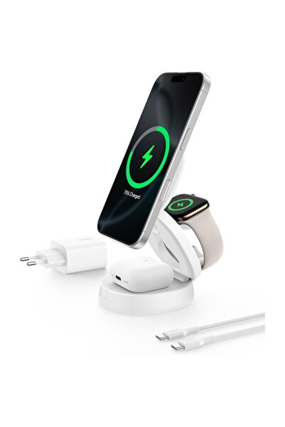 Belkin Бууст Чардж сгъваем магнитен. Зарядно 3 в 1 Qi2 wh. WIZ034kqWH