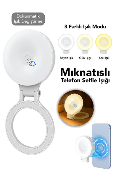 mimtec Mıknatıslı Telefon Selfie Işığı - Magsafe Uyumlu 3 Renkli Led Işık Vlo...