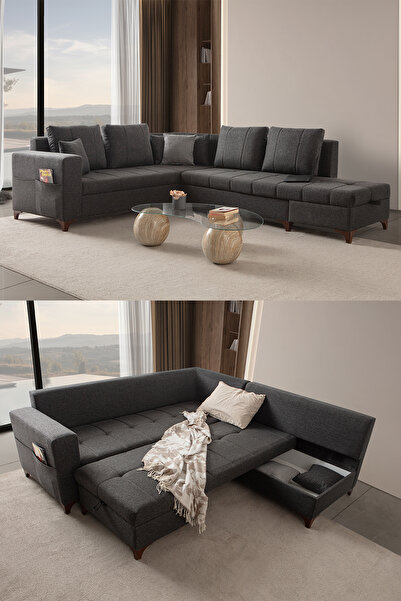 indes home Aura Köşe Koltuk Takımı Antrasit Sağ Köşe