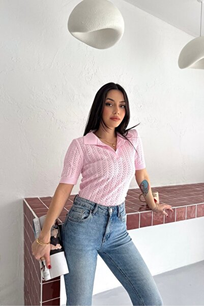 Noi Belis Πλεκτή Μπλούζα με Γιακά Πόλο και Τρύπες SS26BZ0008