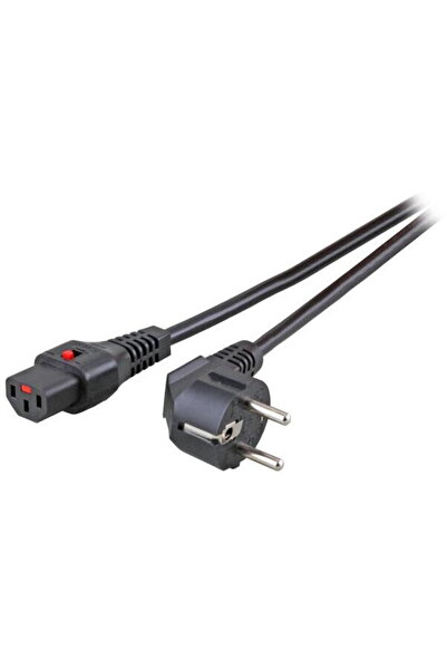 EFB NetzCablu Schutzk. 90°-C13 180°, IEC Lock, sw, 3,0m, 3x1,00