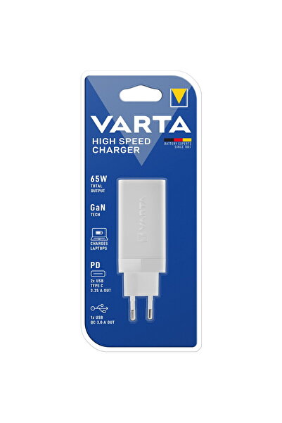 Varta Încărcător de mare viteză 65W GaN 2x USB C + USB A Tip 57956