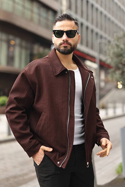 BASEL.CO New Season Textured Oversize Loose Fit Bomber Jacket