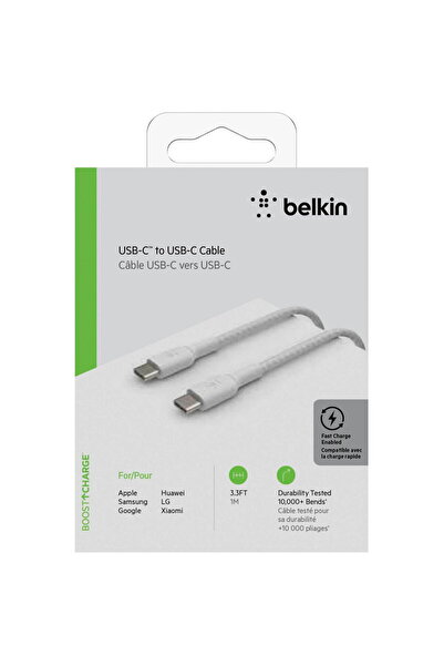 Belkin Καλώδιο USB-C/USB-C 1 μέτρου με επίστρωση, λευκό
