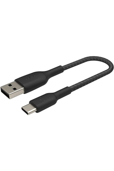 Belkin Cablu USB-C/USB-A împletit 15 cm, negru
