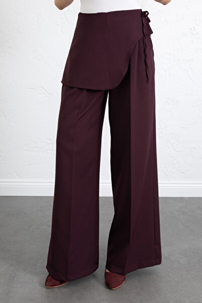 Salih Çelebi Skirt Detailed Fabric Trousers 264005 - Mürdüm