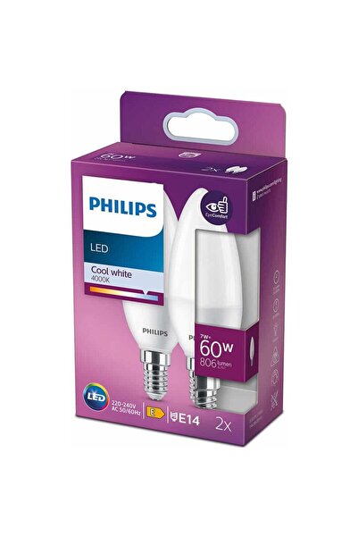 Philips Pachet de 2 becuri LED B38, E14, 7W (60W)