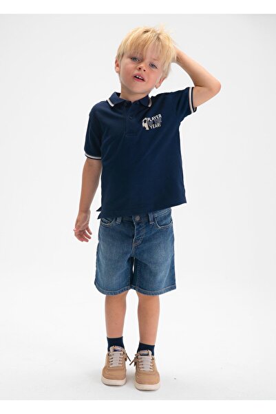 MAYORAL Tricou pentru băieți cu guler brodat, albastru marin