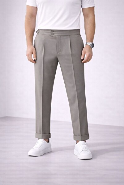 BASEL.CO Pleated Lycra Old Money Fabric Trousers