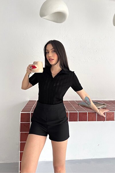 Noi Belis Polo Collar Perforated Knitwear Blouse Ss26Bz0008