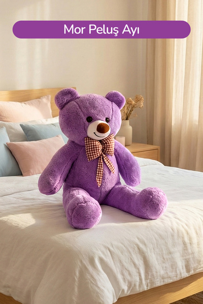 ROZİTOYS 80 Cm Büyük Boy Yumuşak Papyonlu Oyuncak Ayıcık