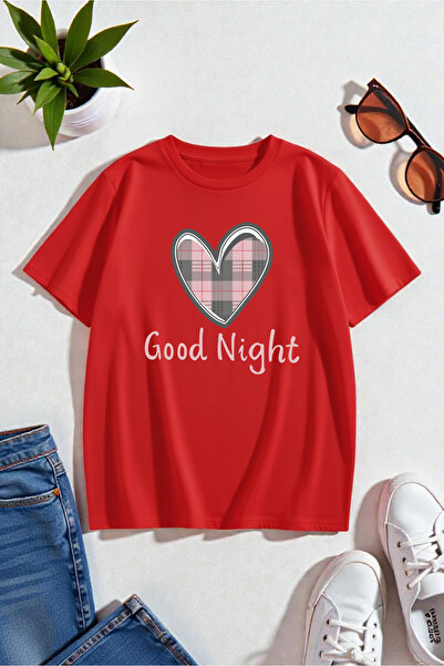 uyguntarz Unisex Night Kalp Printed Design Tshirt