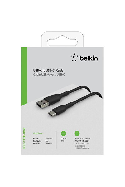 Belkin Καλώδιο USB-C/USB-A 1 μέτρου πλεγμένο, μαύρο