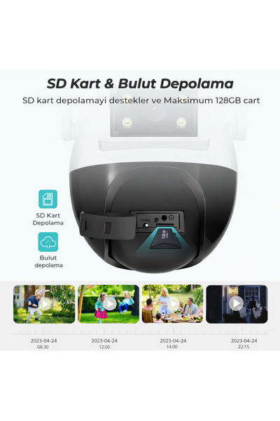qasul 4MP Çift Lens WiFi Güvenlik Kamerası Otomatik Takip Gece Görüş IP66 Dış Mekan