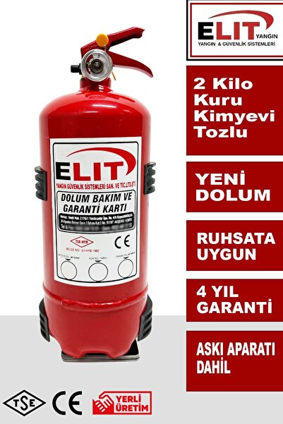 ELİT YANGIN VE GÜVENLİK SİSTEMLERİ 2 Kg Kuru Kimyevi Tozlu Yangın Söndürme Tü...