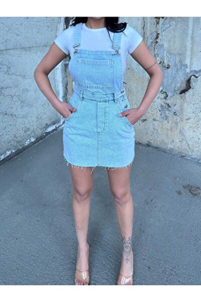 KENE JEANS Straped Skirt with Cut-Out Back Detail Mini Denim Dress