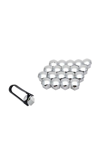 Mega Drive Set de 20 capace de piulițe de roată cromate de 19 mm + clește