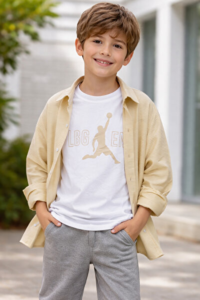 Yalçınoğlu Kids Set cămașă și tricou imprimat pentru băieți, 6-14 ani – Combi...